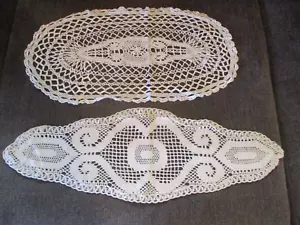 Tapetes vintage ~ blanco roto ~ crochet forma alargada ~ 2 unidades. - Imagen 1 de 11