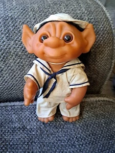 1985 Sailor Thomas Dam Norfin Troll Doll Denmark Very Rare Black Hair - Picture 1 of 5