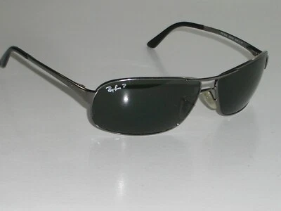 RAY-BAN RB3343 004/58 63[]12 3P GUNMETAL POLARIZED FLEX HINGE WRAPS SUNGLASSES - Image 1 of 4