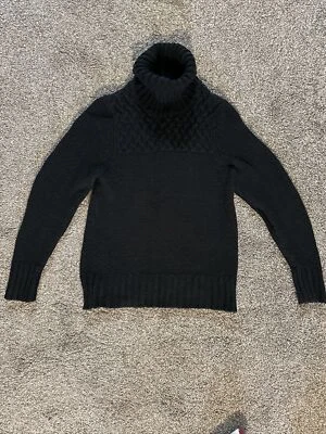 Suéter de cuello alto tejido negro descolorido Glory manga larga pequeño CH/S para mujer Foto 1 de 4