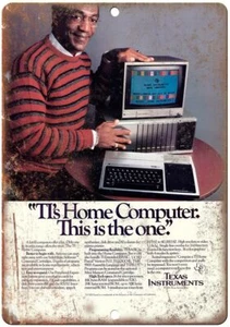 Texas Instruments Home Computer Bill Cosby Riproduzione Vintage Insegna Metallo D82 - Foto 1 di 2