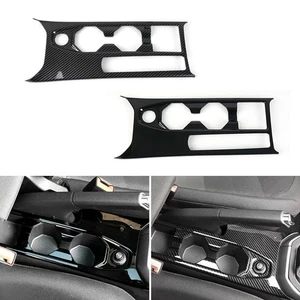 Carbon Texture Center Water Cup Holder Frame Cover Trim For VW Polo 2019 2020 - Picture 1 of 8