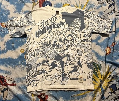 Camiseta Ecko Unlimited Para Hombre L Blanca/Azul Impresión Completa El Arte del Progreso AOP Foto 1 de 4