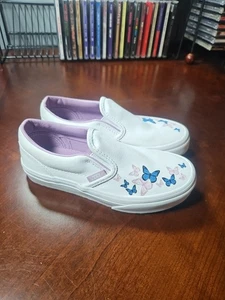 Niñas Jóvenes 13 Butterfly Vans Zapatos Blanco Púrpura Azul Tenis Ver Descripción  - Imagen 1 de 18
