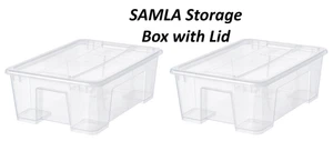 2X IKEA SAMLA Clear Storage Box with Lid 15 ¼x11x5 ½ " Small Organizer 3 Gallon - Picture 1 of 8