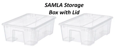 2X IKEA SAMLA Clear Storage Box with Lid 15 ¼x11x5 ½ " Small Organizer 3 Gallon - Image 1 of 4
