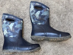 Bogs Kinder Durham Big Shark Camo wasserdichte isolierte Gummi Regenstiefel Größe 4 - Bild 1 von 6