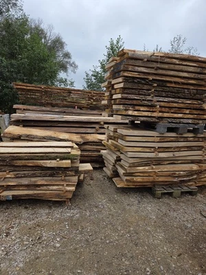 Eichenbrett  unbesäumt rustikal Wildeiche Bohlen 30 - 45cm x 5,5cm, Länge 2,1m - Bild 1 von 2