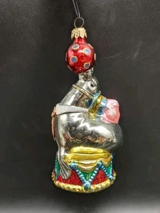 KURT ADLER ? 6" Glas Weihnachtsschmuck - Zirkus Siegel Balancierkugel auf Nase - Bild 1 von 7