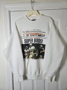 Vintage Atlanta Falcons Newspaper Sweatshirt Super Birds Men's Size Large - Picture 1 of 9