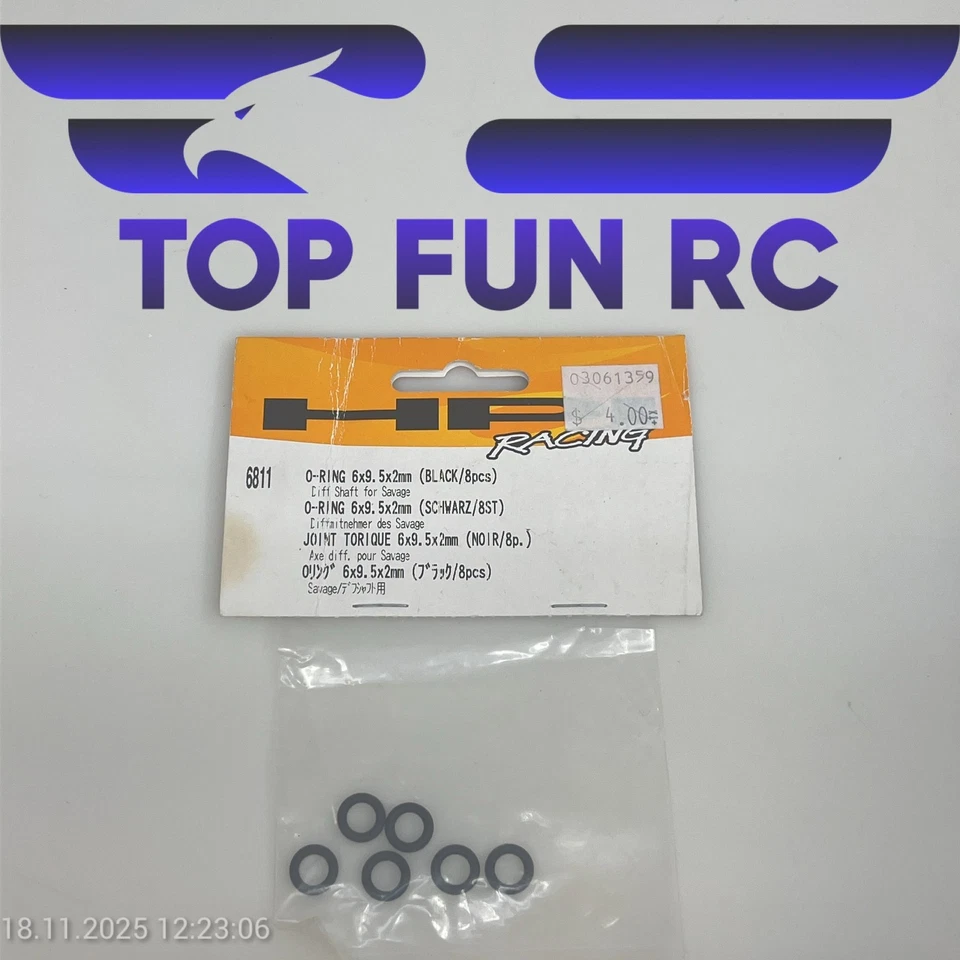 HPI 6811 O-RING 6X9.5X2MM (BLACK/8PCS) DIFFERENTIAL SHAFT FOR SAVAGE 1/10 SCALE - Image 1 of 1