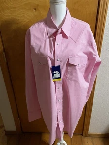 CAMICIA WESTERN UOMO XLT PEARL SNAP NUOVA CON ETICHETTE ROSA GINGHAM MANICA LUNGA BOTTONI DAVANTI  - Foto 1 di 4