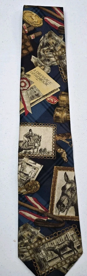 Винтажный Hathaway мужской шеи галстук конный скачки выездки шелк классический - Изображение 1 из 4