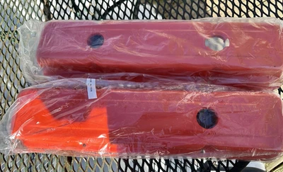 Vintage Small Block Chevy Valve Covers New Orange - Image 1 of 4