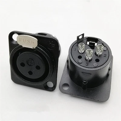 XLR Jack Panel 3 Pins Black Male & Female Microphone Jack Panel Mount XLR - Image 1 of 4