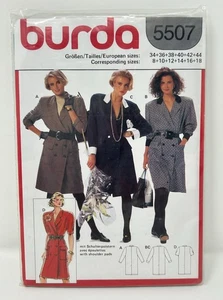 Burda Patrón 5507 Talla 8, 10, 12, 14, 16 18 Chaqueta Vestido Largo Chaqueta De Colección 1980 - Imagen 1 de 2