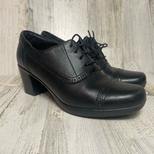 Scarpe Clarks taglia 7 5 nere pelle punta alare Oxford tacco brogue artigianali stringate