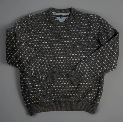 Tommy Hilfiger Men’s Wool Pullover Sweater Gray Retro Christmas, NWOT - Large  - Image 1 of 4