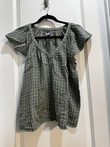 Old Navy grün karierte Flügelärmel XL V-Ausschnitt Achsel zu Achsel 24” Länge 24” - Bild 1 von 6