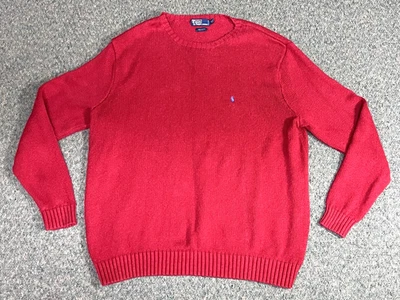 Suéter Tejido Polo Ralph Lauren De Colección Para Hombre 2XLT Rojo Manga Larga Algodón Pesado Foto 1 de 4