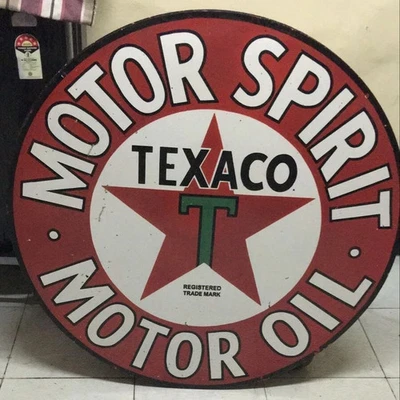 Texaco Gasoline  Porcelain Enamal Heavy Metal Double Side - Image 1 of 4