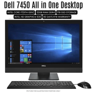 PC Dell 7450 AIO 23" Todo en Uno Core i7 6700 6ta Generación 32GB RAM 1TB SSD Windows 11 - Imagen 1 de 7