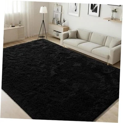  Black Rug Super Soft Shaggy 4x6 Feet Rugs for Bedroom, Fluffy Area Rug for  - Image 1 of 4