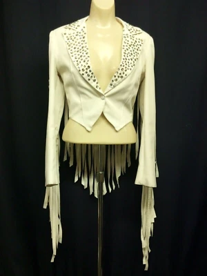 Chaqueta Western Fringe Stage con Cristales Aurora Talla Mediana Damas Blanca  Foto 1 de 4