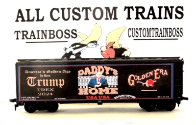 HO SCALE CUSTOM LETTERED GOLDEN AGE TRUMP TRAIN 2024  REEFER ALSO AVAIL O 🎩🎩🎩 - Image 1 of 4