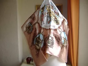 SOUVENIR MALTESE SCARF 1960'S VTG ACETATE SATIN PATRIOTIC DEPICTION OF MALTA - Picture 1 of 6