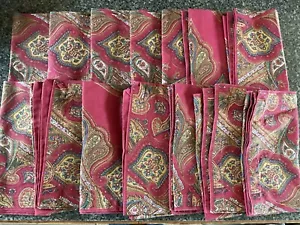 WILLIAMS SONOMA Paisley 100% Cotton Set Of 14 Napkins Maroon Gold - Picture 1 of 5