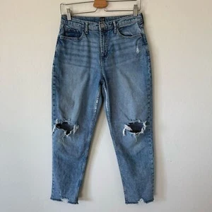 Gap Denim Girls Boho Medium Wash Distressed Mom Jeans Size 18 - Picture 1 of 9