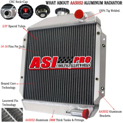 Se adapta a Yanmar Diesel 3TNE74 119621-44500 Aluminio Tractor Radiador 3 filas ASI Foto 1 de 4