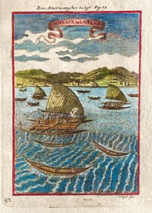 Ships of America von Alain Manesson Mallet original graviert Handfarbe um 1683 - Bild 1 von 3