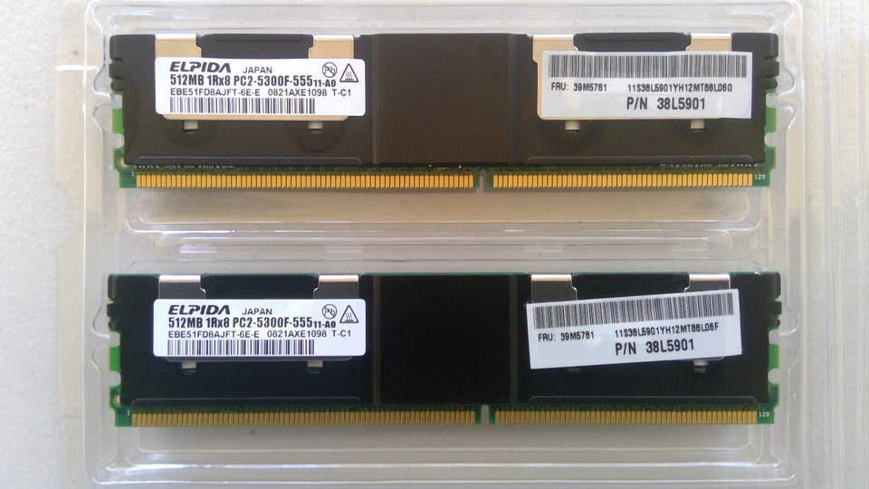 2x IBM 38L5901 Memory 512MB Ddr2 Pc2-5300 667Mhz - Image 1 of 1