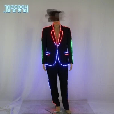 Led Luminous Colorful Costume Clothes Glowing Party Suits Tops Pants Cos Prop - Image 1 of 4