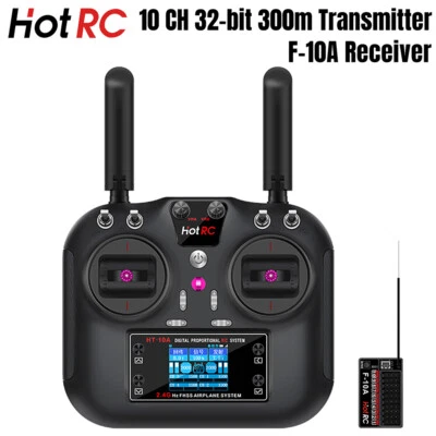 HotRC HT-10A 2.4GHz 10CH 10A RC Transmitter PWM FHSS F-10A Receiver Radio System - Image 1 of 4