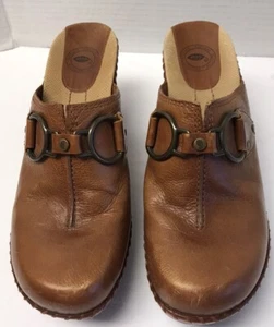 Damen-Plateau-Pantoletten braun Leder 3,5 Zoll Absätze Clogs 9,5 M - Bild 1 von 7