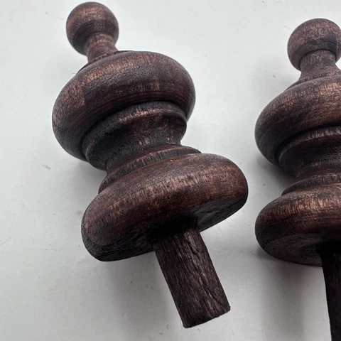 ONE wooden post clock finial turned wood topper brown Parts and Repair Cover