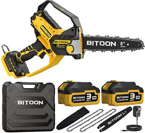 8-Inch Mini Chainsaw with 2PCS 3.0Ah Battery and Charger, Auto-Oiler, Brushless - Picture 1 of 12