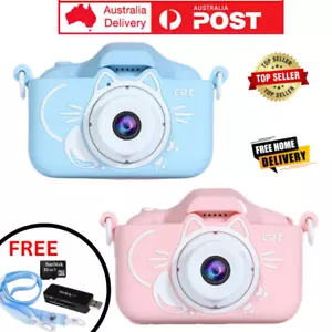 Kids Digital Camera Cat Design 1080P Hd Lens, With 32GB Memory Card, Card Reader - Picture 1 of 30