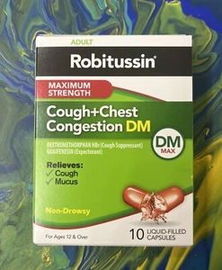 Robitussin Adult Maximum Strength Cough +Chest Congestion Dm Max Liquid 10 CT - Picture 1 of 3