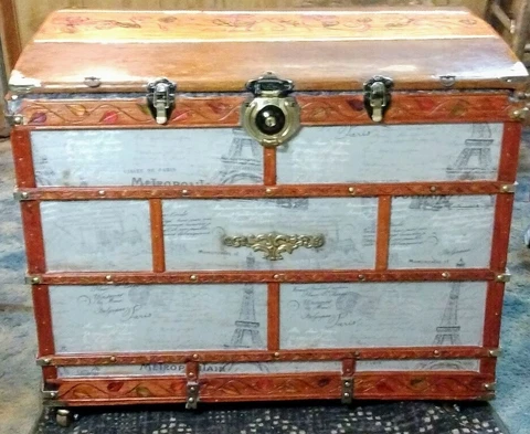 Handmade Custom Steamer Trunk *BONUS* Matching Hat Box Cover