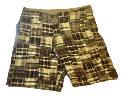 Fall's Creek tamanho. Bermudas masculinas xadrez bege marrom 30 - Imagem 1 de 4