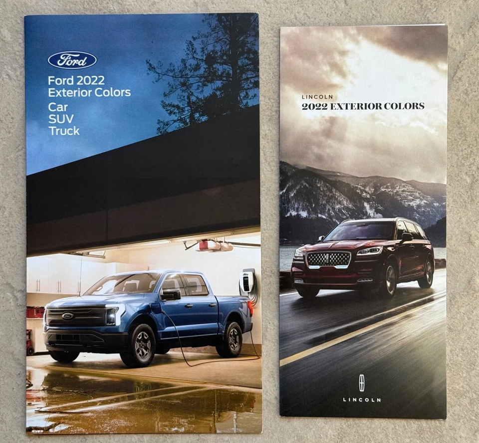 * NEW PAIR * 2022 Lincoln / 2022 FORD CAR / TRUCK PAINT COLOR CHIP BROCHURE - Image 1 of 2