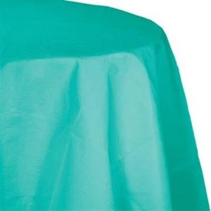 Teal Plastic Round Tablecloth 82" Teal Tableware Party Decorations & Supplies - Picture 1 of 1