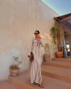 MULTICOLORED CROCHET SLIT MAXI Beach Dress COVER-UP - Picture 1 of 3
