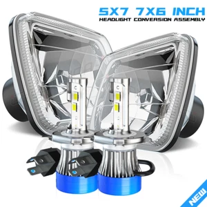 FIT Chevrolet C10 C20 C30 1981-86 Pair 7x6" 5x7 LED Headlights Hi/Lo Lamps - Picture 1 of 10