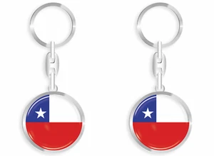 Chile Schlüsselanhänger -Fahne Wappen  Edle Ausführung + Auto Aufkleber - Picture 1 of 4