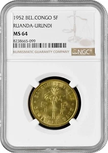 Belgian Congo (Ruanda-Urundi) 5 francs 1952, NGC MS64, "UN Trust Territories" - Picture 1 of 2